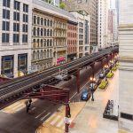 Elevated rail tracks.